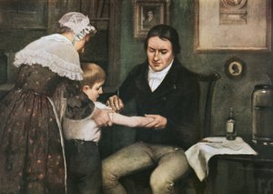 الدكتور إدوارد جينر (1749-1823) يقوم بأول تطعيم ضد الجدري لجيمس فيبس ، صبي في الثامنة ، 14 مايو