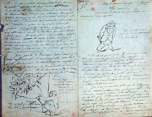 رسالة مصورة إلى بول فيرلين (1844-96) ، 3 مارس 1881 (قلم وحبر على ورق)