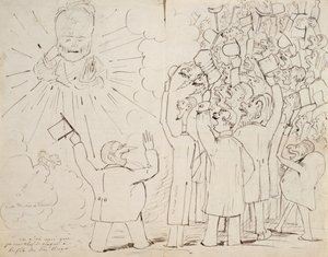 الاحتفال بـ Old Hugo ، كاريكاتير لفيكتور Hugo (1802-85) من رسالة إلى Paul Verlaine ، c.1880
