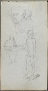 كراسة الرسم ، صفحة 12: شخصيات متعددة. بواسطة جان لويس إرنست ميسونييه