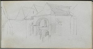 كراسة الرسم ، الصفحة 22: دراسة معمارية. بواسطة جان لويس إرنست ميسونييه