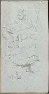 كراسة الرسم ، صفحة 24: شخصية جالسة. بواسطة Jean Louis Ernest Meissonier