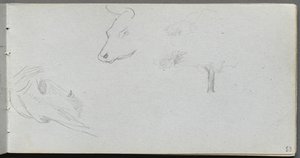 كراسة الرسم ، الصفحة 53: دراسات الحيوان ودراسة الأشجار. بواسطة جان لويس إرنست ميسونييه