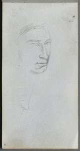 كراسة الرسم، صفحة 61 الوجه، 3/4 عرض جانبي للوجه بواسطة إرنست ميسونييه