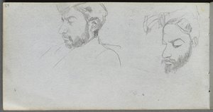 كراسة الرسم ، الصفحة 65: دراسة الوجوه في الملف الشخصي. بواسطة جان لويس إرنست ميسونييه