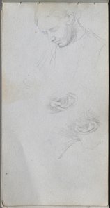 كراسة الرسم ، الصفحة 96: دراسة الوجه والأذنين. بواسطة جان لويس إرنست ميسونييه