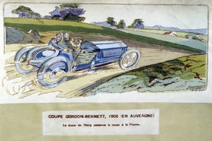 Racing: the Gordon Bennett Cup (Gordon-Bennett) in 1905 - drawing by Ernest Montaut (1878-1909). بواسطة إرنست مونتوت