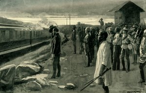 "القطار الذي ينقل رفات السيد رودس الذي رحب به حراس البلوك هاوس" ، 1902. بواسطة إرنست براتر