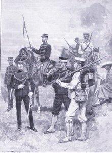 أنواع الجنود اليابانيين ، رسم توضيحي من Casell History of the Russo-Japanese War Vol 1 ، c.1900 بواسطة إرنست براتر