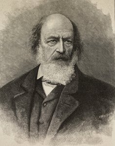 صورة لألفريد تينيسون (1809-1892) ، شاعر بريطاني ، نقش بواسطة إرنستو مانكاستروببا من صورة بارو ، من L