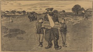 جنازة طفل في روسيا ، 1906 - 1907. بواسطة إرنست بارلاخ