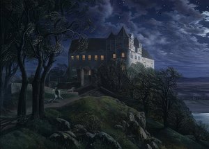 قلعة Scharfenberg في الليل. 1827 بواسطة إرنست فرديناند أوم