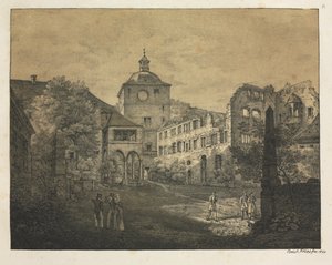 ستة مناظر لقلعة هايدلبرغ: Castle Terrace ، 1820. بواسطة ارنست فرايز