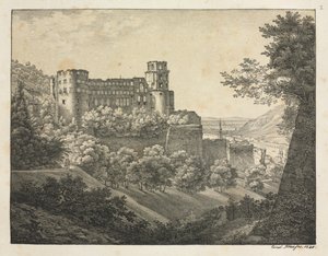 ستة مناظر لقلعة هايدلبرغ: نحو الشمال الشرقي ، 1820. بواسطة ارنست فرايز