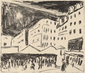 السوق القديم في دريسدن بالمعرض السنوي ، 1910. بواسطة إرنست لودفيج كيرشنر