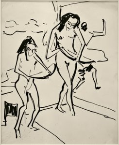 بدون عنوان (Marcella and Senta with bow) بواسطة إرنست لودفيج كيرشنر