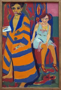 صورة ذاتية مع نموذج. لوحة رسمها إرنست لودفيج كيرشنر (1880-1938) ، زيت على قماش بواسطة إرنست لودفيج كيرشنر