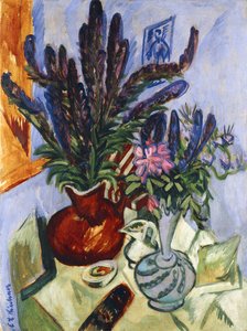 لا تزال الحياة مع إناء الزهور ؛ Stilleben Mit Blumenvasen ، 1912 بواسطة إرنست لودفيج كيرشنر