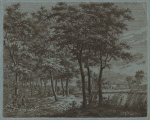 منظر طبيعي مع فلاح يحمل حطبًا ، ج. 1800.