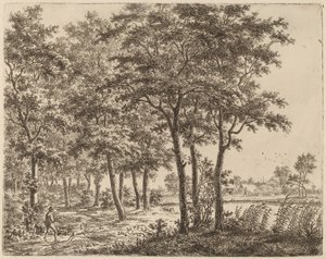 منظر طبيعي مع فلاح يحمل حطبًا ، ج. 1800.
