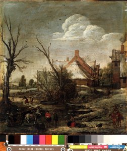 شتاء (شتاء). لوحة لـ Esalas van de Velde (1591-1630). زيت على خشب ، ٣٧ ٫ ٥ × ٣٥ ٫ ٥ سم
