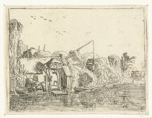 مصنع بيرة على ضفة نهر المناظر الطبيعية الصغيرة (عنوان السلسلة) بواسطة Esaias van de Velde