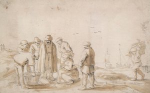 تجار السمك على الشاطئ بواسطة Esaias van de Velde