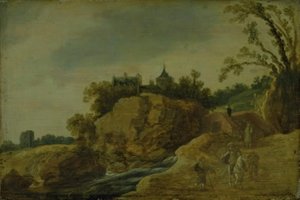 المناظر الطبيعية الصخرية مع القلعة بواسطة Esaias van de Velde