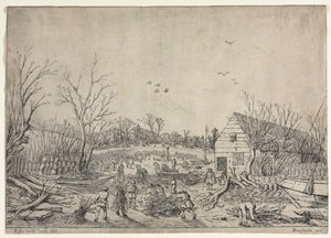 الطوفان العظيم في 10 يناير 1624 (أو إصلاح السد المكسور على نهر ليك بواسطة فيان ، 1624) بواسطة Esaias van de Velde