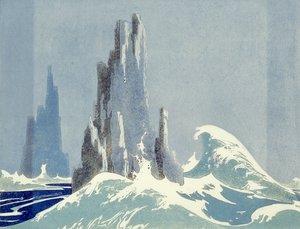 كاتدرائية الصخور ، تسمانيا ، 1939 (لينوكوت) بواسطة Ethleen Palmer