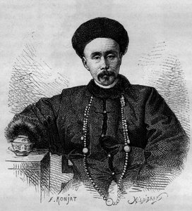 صورة لي هونغ تشانغ (1832-1901) ، الجنرال الصيني ونائب الملك (نائب الملك) في تشيلي من 1871 إلى 1895 ومن 1900 إلى 1901. نقش من رسم رونجات ، من صورة طومسون ، في "" Le Tour du موند ، مجلة Nouveau des Voyages "" ، تم تحريره