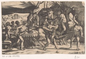سرقة امرأة من قبل رجل و ساتير معركة بين Lapiths و Centaurs (عنوان المسلسل)
