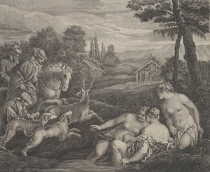 تحولت ديانا وأكتيون إلى أيل ، كاليفورنيا. 1742.