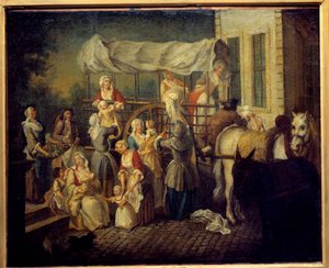 وصول الممرضات الرسم بواسطة إتيان جورات (1699-1789) القرن الثامن عشر لاون ، متحف البلدية بواسطة إتيان جورات