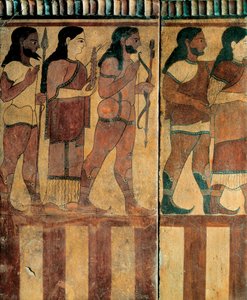 الحضارة الأترورية - "لوحة كامبانا" التي تمثل موكبًا من Banditaccia Necropolis ، Cerveteri ، روما ، 550-520 قبل الميلاد (الطين) بواسطة إتروسكان