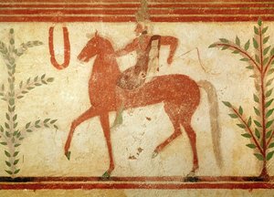فارس ، على الجانب الأيمن ، من مقبرة البارون ، ج 500 قبل الميلاد (لوحة جدارية)