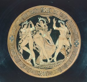 Kylix ، التفاصيل. فخار أحمر الشكل. الحضارة الأترورية ، القرن الخامس والرابع قبل الميلاد. بواسطة إتروسكان