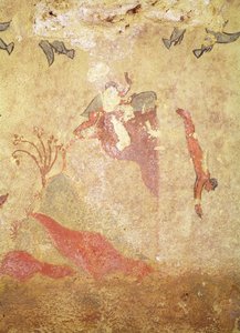 موسيقى الروك والغواصين ، من مقبرة الصيد والصيد ، c.520-10 قبل الميلاد (لوحة جدارية) بواسطة إتروسكان