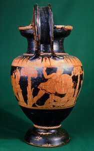 Volute krater لرسام ماينز ، يصور صراعًا بين محارب وأمازون. فخار أحمر الشكل. الحضارة الأترورية ، القرن الرابع قبل الميلاد. بواسطة إتروسكان