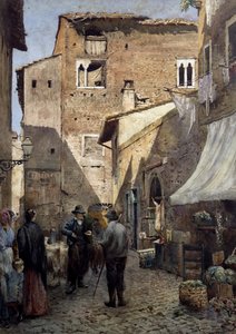 منازل بييرليوني القديمة في روما ، لوحة مائية لإيتوري روسلر فرانز (1845-1907) ، إيطاليا