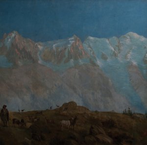 مونت بلانك ، خطة Aiguilles du Midi du (زيت على قماش) بواسطة يوجين بورجوا