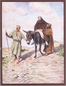 سانت فرانسيس ينحدر من جبل لا فيرنا مع الراهب ليو بعد بصمة الوصمات المقدسة ، 1919 بواسطة يوجين بورنان
