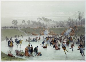 المتزلجون في Bois de Boulogne الحجرية بواسطة Eugene Guerard