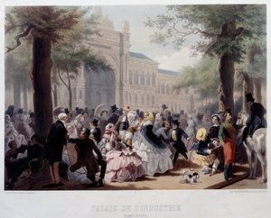 Palais de l'Industrie في الشانزليزيه The Mondaine في مواقع بيت و Grand Palais الحاليين في باريس. الطباعة الحجرية ليوجين تشارلز فرانسوا جيرارد (1821-1866) 1852-1866 باريس ، متحف كارنافالي
