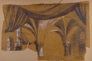 تصميم لمجموعة مسرح في أوبرا ، باريس ، 1830-90.