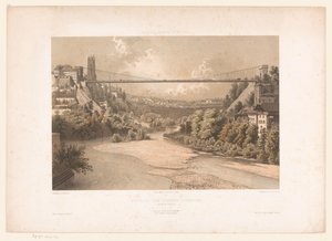 Gezicht op de hangbrug over de Sarine، te Friborg سويسرا سافوي وتيرول / لمحة عن الجسر المعلق في فريبورغ (كانتون فريبورغ) (العنوان على الجسم) بواسطة ليميرسييه