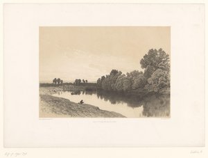 منظر النهر مع الصيادين في ضوء المساء مناظر طبيعية خلابة (عنوان المسلسل) Croquis pittoresques (عنوان المسلسل على الكائن)