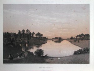 The Bois de Boulogne من "Paris in its Splendor" ، حوالي 1860 (litho) بواسطة يوجين سيشيري