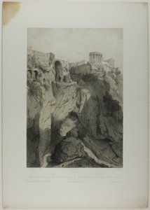 تيفولي: معابد فيستا والعرافة ، وأطلال مغارة نبتون ، اللوحة التاسعة عشرة من Italie Monumentale et Pittoresque
