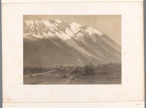 منظر لشامونيكس عند سفح جبل مونت بلانك Le Mont Blanc et Chamonix (العنوان على الكائن) La Suisse et la Savoie (عنوان السلسلة) مناظر لسويسرا وسافوي (عنوان السلسلة على الكائن) بواسطة فريدريك مارتينز